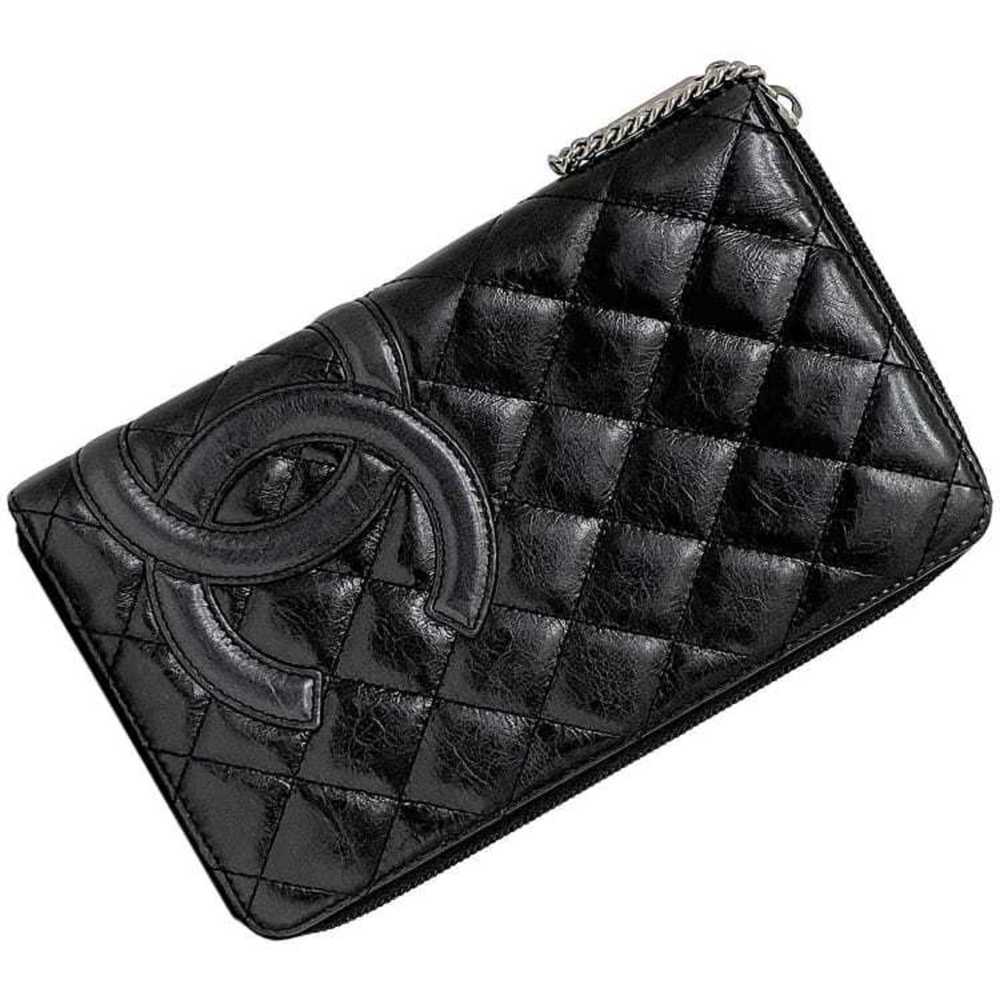 CHANEL Black Leather Logo Wallet